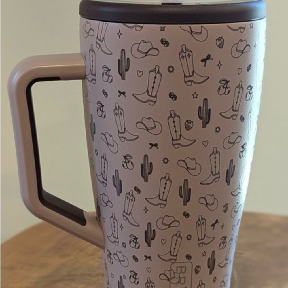Western-Themed Travel Mug with Handle 30oz